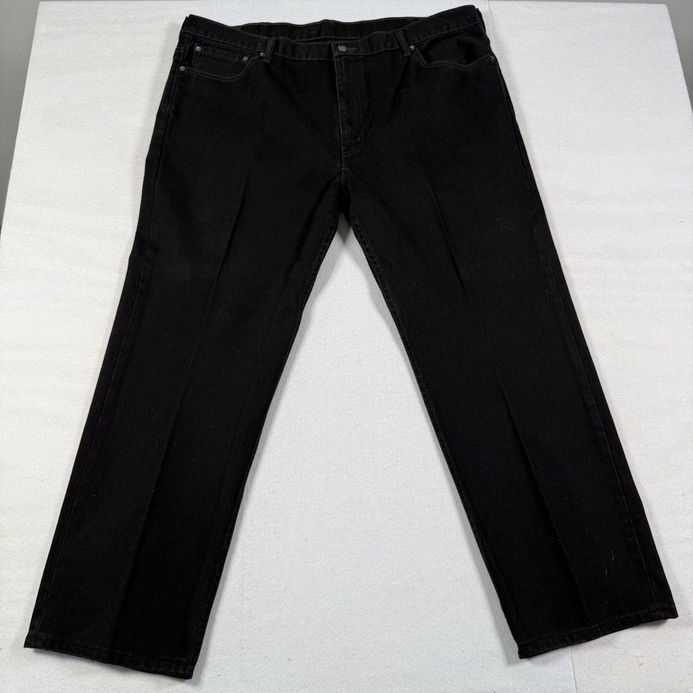 Levis 505 Regular Fit Black Denim Jeans Mens W46 L30 Straight Leg 04505-0260 - Picture 4 of 9